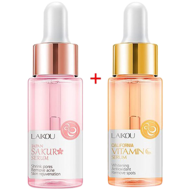 Laikou Serum Combo Sakura and Vitamin C Serum - ( 17ml plus 17ml ) image