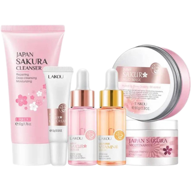 Laikou sakura face wash/eye cream/sakura serum/vitamin c serum/essence cream/mud mask Combo series image