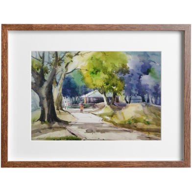 Mahmudur Rahman Rial Landscape Watercolor Dhanmondi Lake - (27x20)inches image
