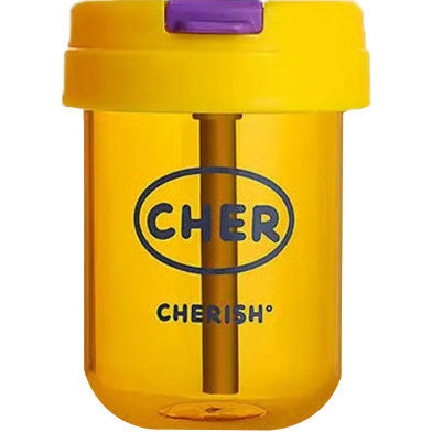 Cher Large Capacity Anti-fade Pretty Wide Straw Cup 300 ml - Yellow image