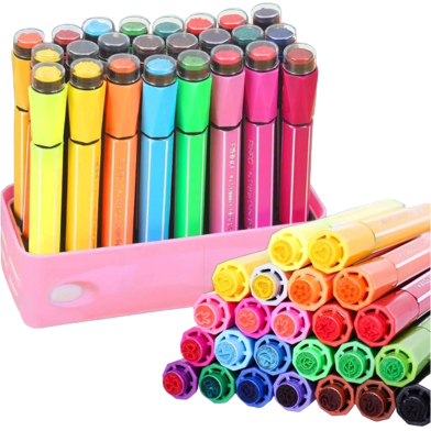 Lasten 24 Colors Watercolor Marker Pens with Cute Stamp image