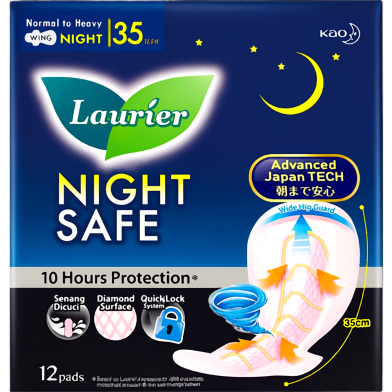 Laurier Sanitary Napkin Night Safe Wing-12 pcs image