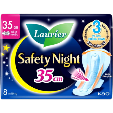 Laurier Sanitary Napkin Night Safe Wing-8 pcs image