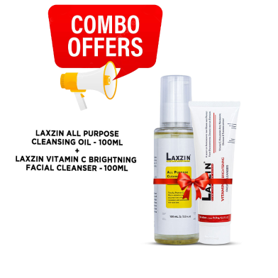 Laxzin All Purpose Cleansing Oil 100ml And Vitamin C Brightening Facial Cleanser 100ml Combo Offer image