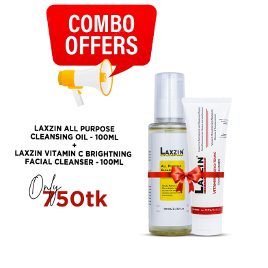 Laxzin All Purpose Cleansing Oil 100ml And Vitamin C Brightening Facial Cleanser 100ml Combo Offer image