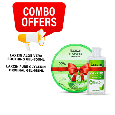 Laxzin Aloe Vera Soothing Gel 300ml And Pure Glycerin Original Gel 165ml Combo Offer image