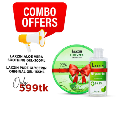 Laxzin Aloe Vera Soothing Gel 300ml And Pure Glycerin Original Gel 165ml Combo Offer image