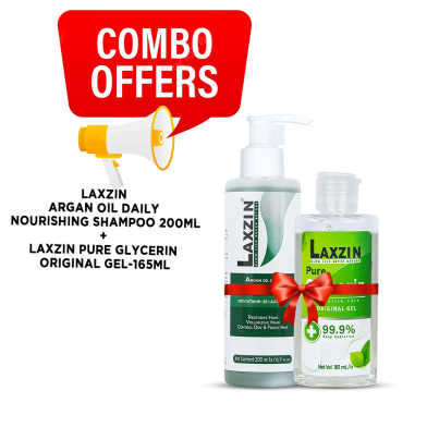 Laxzin Argan Oil Daily Nourishing Shampoo 200ml And Pure Glycerin Original Gel 165ml Combo image