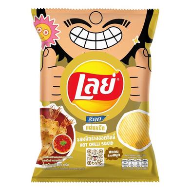 Lays Rock Hot Chili Squid Fl. Ridged Potato Chips 44 gm image