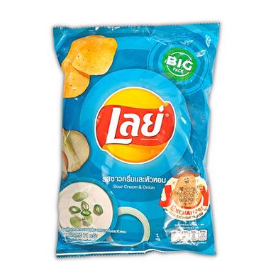 Lays Saur Cream And Onion Flavor Flat Potato Chips 48 GM image