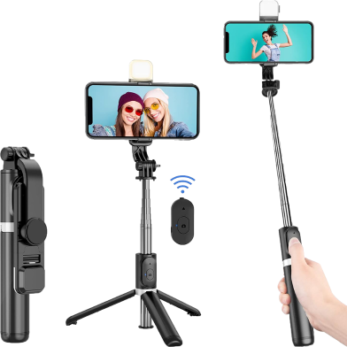 Led Light Wirless Bluetooth Selfie Stick image