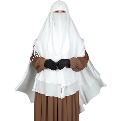 Glam Touch Leya Double Layer Ready Hijab-Niqab Set | White image