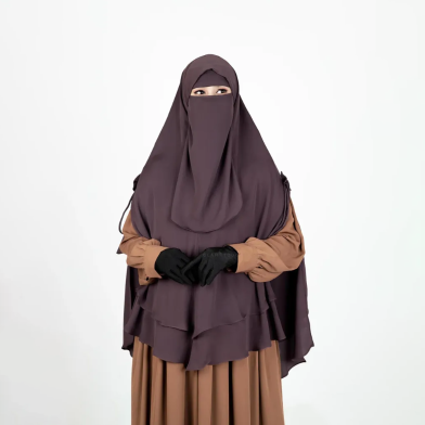 Leya Double Layer Ready Hijab-Niqab Set | Wine image
