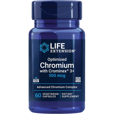 Life Extension Optimized Chromium With Crominex 3 Plus 500 mcg Vegetarian Capsules 60Pcs image