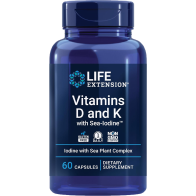 Life Extension Vitamins D and K With Sea-Iodine 5000 IU 60 Veg Capsules image
