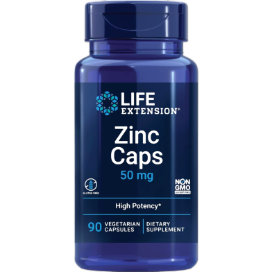Life Extension Zinc Caps 50mg Support the body's immune defenses 90 vegetarian capsules image