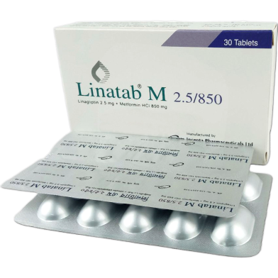 Linatab M 2.5 mg, 850 mg Tablet 10's strip image