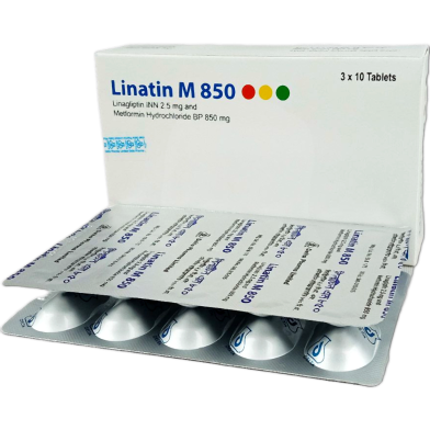 Linatin M 850 2.5 mg 850 mg Tablet 10's Strip image