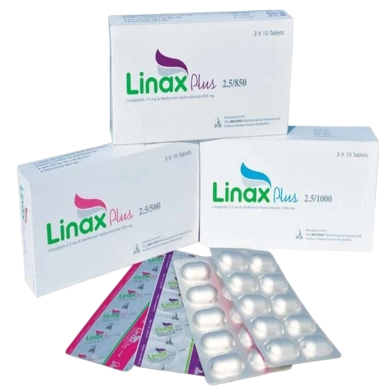 Linax Plus 2.5 mg, 850 mg Tablet 10's Strip image