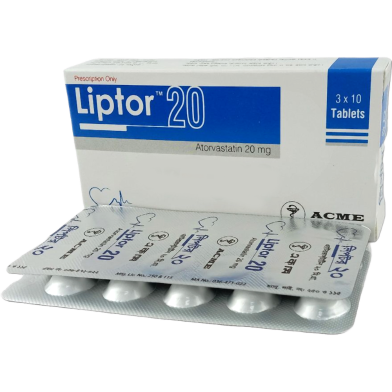 Liptor 20 mg Tablet 10's Strip image