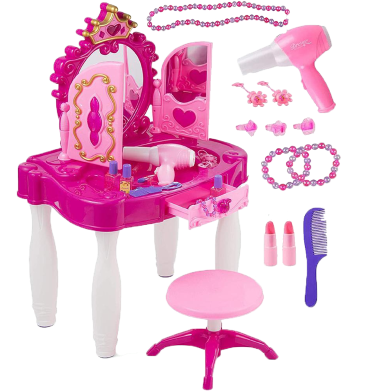 Little Princess Mirror Dressing Table Up With Music Sound And Light Glamour Beauty Makeup Pretend Role Play Set Toy For Kids -117760931 image