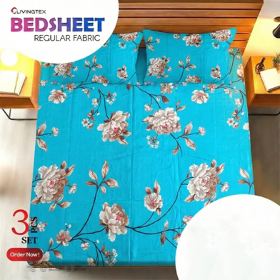 Livingtex Regular Use King Size Cotton Bedsheet 3 Pcs Set image