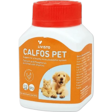 Livisto Calfos Pet Calcium And Phosphorus Enriched With Vitamins 15 Tablets For Cats and Dogs image