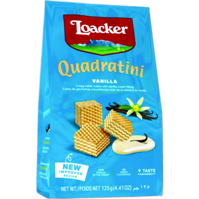 Loacker Quadratini Vanilla Crispy Wafer 125gm image