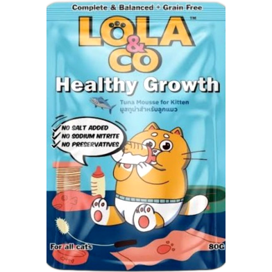 Lola and Co Healthy Growth Cat Pouch Food - Tuna Mousse for Kittens 80gm | Cat Wet Food image