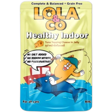 Lola and Co Healthy Indoor Cat Pouch Food - Tuna Topping Cheese in Jelly 70gm | Cat Wet Food image
