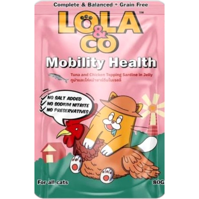 Lola and Co Mobility Health Cat Pouch Food - Tuna and Chicken Topping Sardine in Jelly 80gm | Cat Wet Food image