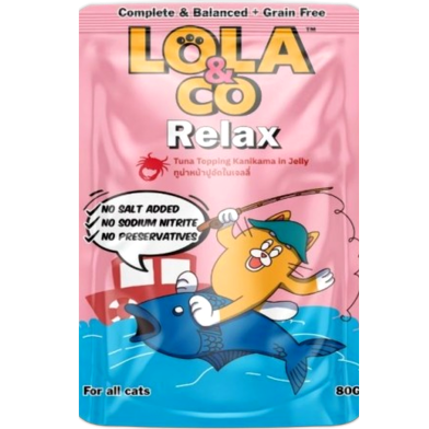 Lola and Co Relax Cat Pouch Food - Tuna Topping Kanikama in Jelly 80gm | Cat Wet Food image