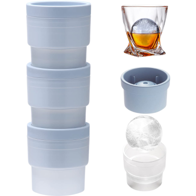 Lorsia Ice Ball Molds Set OF 4 , Slow-Melting Stackable Ice Cube Maker , 2.5 Inch Big Ice Spheres For Juice Beverages Bourbon image