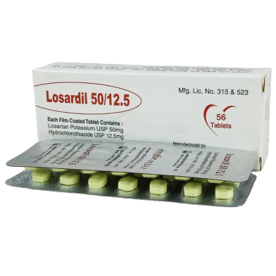 Losardil 50/12.5 mg Tablet 14's Strip image