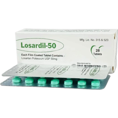 Losardil 50 mg Tablet 14's Strip image