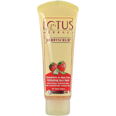Lotus Herbals Berryscrub Strawberry And Aloe Vera Exfoliating Face Wash 120gm image