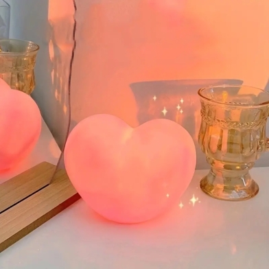 Love-Shaped Night Light Pink White Atmosphere Decoration Heart Shaped LED Lamp image