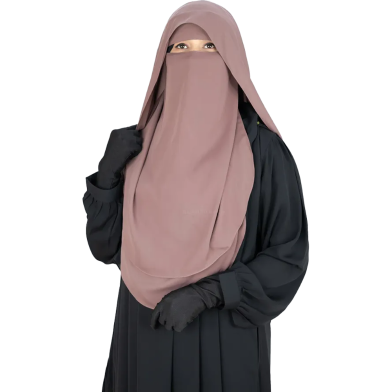 Glam Touch Luna- 2 Layer Hoodie Niqab | Mocha image