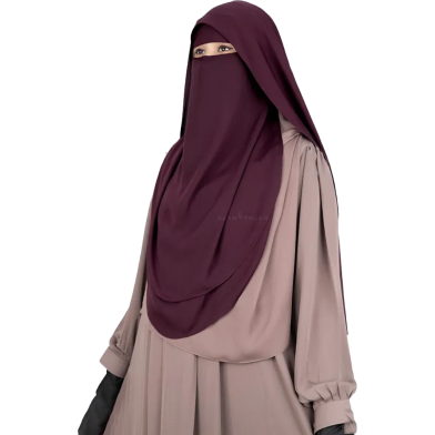 Glam Touch Luna- 2 Layer Hoodie Niqab | Wine image