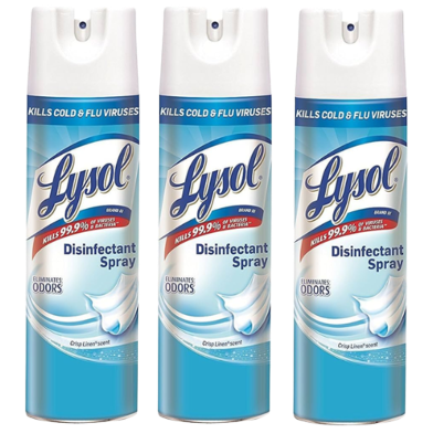 Lysol Crisp Linen Scent Disinf. Spray Combo 3pcs X 538gm image