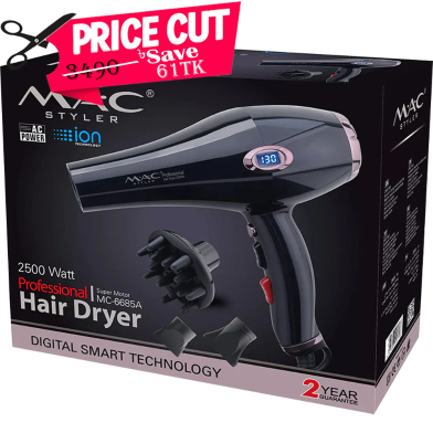 MAC Styler Professional Hair Dryer with Digital Display and Ionic Technology 2500W image