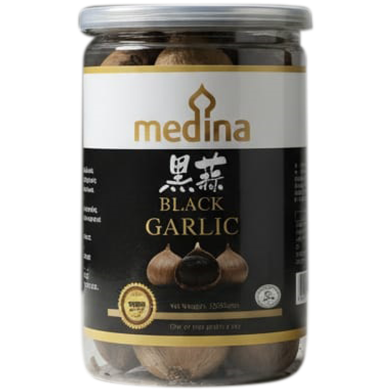 Medina Black Garlic Whole Bulbs Naturally Fermented Soft Sweet Cloves 500 gm image