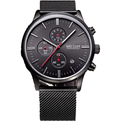 MEGIR MS2011 Men’s Quartz Chronograph Watch – Stainless Steel, Luminous Hands image