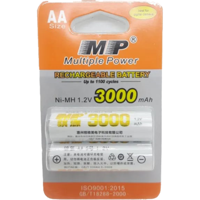 MP Multiple Power AA R6 Ni-MH Rechargeable Batteries 1.2V 3000mAh – 2 Pcs image