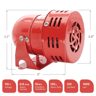 MS-190 AC 220v 114db Plastic Industrial Alarm Sound Motor Siren Slide 3