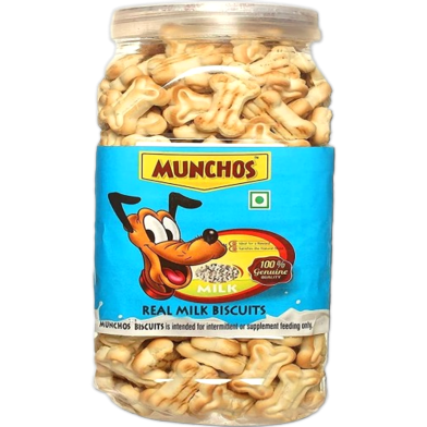MUNCHOS Puppy Dog Treats for All Breeds Dog 500gm (Real Milk Flavour Biscuit) image