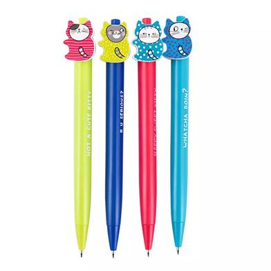 M and G Cat 0.7mm Blue-Ink Ball Pen 4 Pcs image