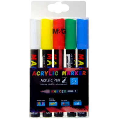 M And G Acrylic Paint Marker Set 5 Pcs image