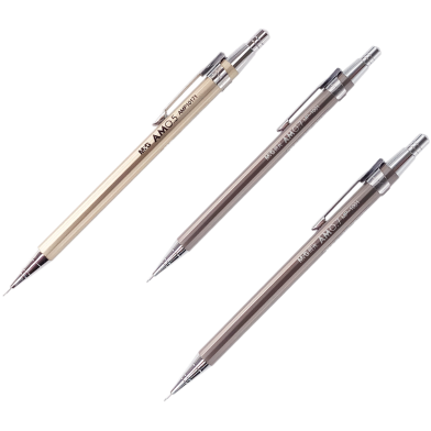 M And G Full Metal High Quality Mechanical Pencil 0.5mm Silver Grey Or Gold 3 Pcs image