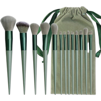 Maange Green Makeup Brush With Green Soft Bag - 13pcs image